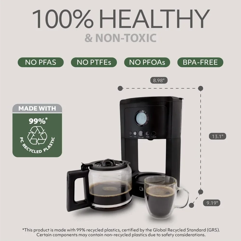 Eco Series 12 Cup Drip Coffee Maker 24 HR Programmable with Digital Display